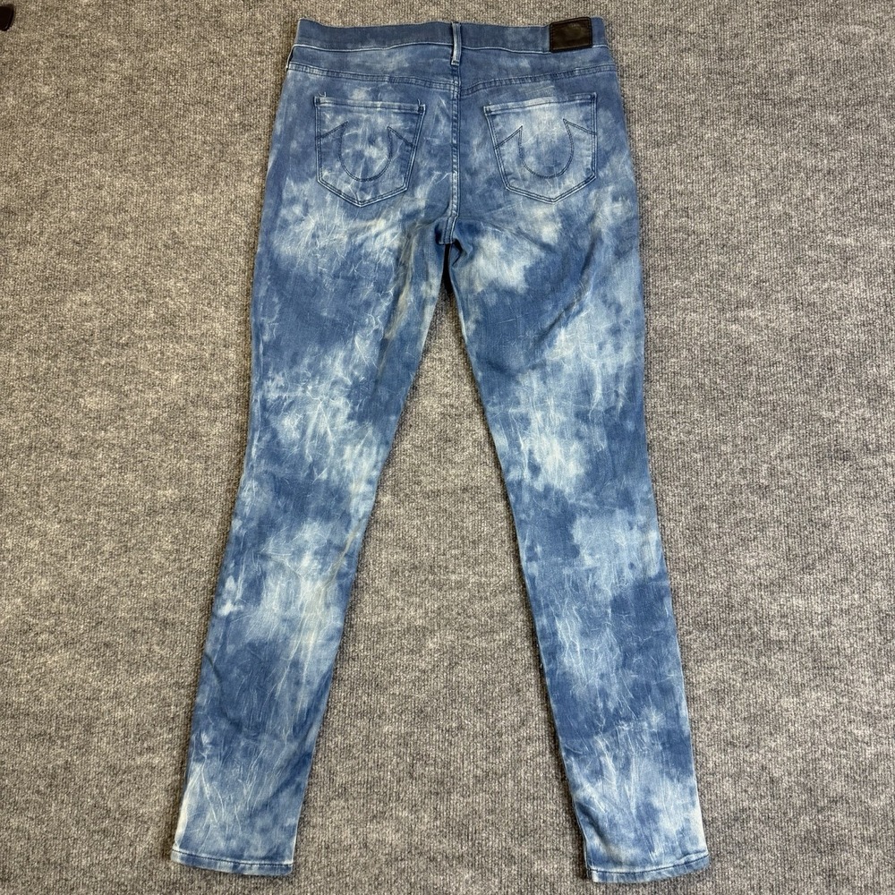 True Religion Jeans Women 29 Blue Halle Super Skinny Tie Dye Y2K USA Made - Picture 2 of 16